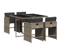 vidaXL Ensemble à manger de jardin 5 pcs 3211076 Résine tressée gris avec coussins et accoudoirs