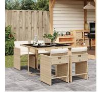 vidaXL Ensemble à manger de jardin 3211078 5 pièces avec coussins, beige, poly rotin