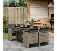 vidaXL Ensemble de jardin 5 pièces avec coussins Gris Poly rotin