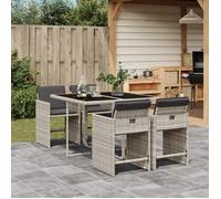 vidaXL Ensemble de jardin 5 pièces – Résine tressée avec coussins, Gris clair