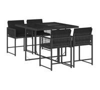 Ensemble à Manger de Jardin avec Coussins 5 pcs, Table et Chaises à Dossier Rabattable, Meubles d'Extérieur Patio Terrasse, Moderne, Noir Résine