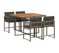 vidaXL Ensemble à Manger de Jardin avec Coussins 5 pcs, Table et Chaises à Dossier Rabattable, Meubles d'Extérieur Patio Terrasse, Moderne, Gris Résine Tressée