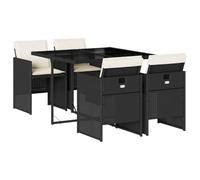 vidaXL Ensemble à manger de jardin 5 pcs coussins chaises dossier rabattable noir résine tressée