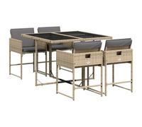 vidaXL 5-delige Tuinset met kussens poly rattan gemengd beige3211260 Beige G