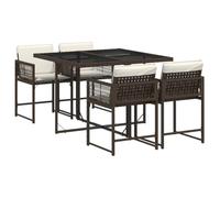 vidaXL Ensemble à manger de jardin 5 pcs – Table et chaises à dossier rabattable, marron résine