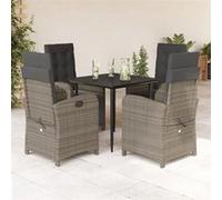 Ensemble à Manger de Jardin avec Coussins 5 pcs, Table et Chaises avec Dossier et Repose-pied Réglables, Meubles 3212557