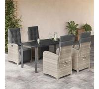 Ensemble à Manger de Jardin avec Coussins 5 pcs, Table et Chaises avec Dossier et Repose-pied Réglables, Meubles 3212608