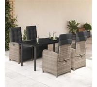 Ensemble à Manger de Jardin avec Coussins 5 pcs, Table et Chaises avec Dossier et Repose-pied Réglables, Meubles 3212566