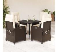 vidaXL Ensemble à Manger de Jardin avec Coussins 5 pcs, Table et Chaises avec Dossier et Repose-pied Réglables, Meubles d'Extérieur, Moderne, Marron Résine Tressée Marron