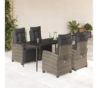 Ensemble à Manger de Jardin avec Coussins Table 5 pcs Gris Résine Tressée vidaXL