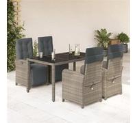 vidaXL Ensemble de jardin 5 pièces avec coussins Gris Poly rotin