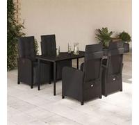 vidaXL Ensemble de jardin 5 pièces avec coussins Noir Poly Rattan