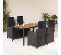 Vidaxl Ensemble À Manger De Jardin Coussins 5pcs Noir Résine Tressée