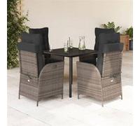 Ensemble à Manger de Jardin avec Coussins 5 pcs, Table et Chaises avec Dossier et Repose-pied Réglables, Meubles 3213428