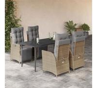 Vidaxl Ensemble À Manger De Jardin Coussins 5 Pcs Mélange Beige Rotin
