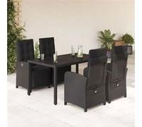 vidaXL Ensemble à Manger de Jardin avec Coussins 5 pcs, Table et Chaises avec Dossier et Repose-pied Réglables, Meubles 3212458 Gris G