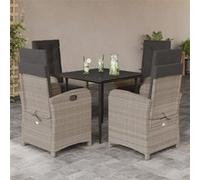 Ensemble à Manger de Jardin avec Coussins 5 pcs, Table et Chaises avec Dossier Réglable, Meubles d'Extérieur Patio 3212411
