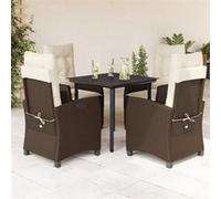 vidaXL Ensemble de jardin 5 pièces avec coussins Marron Poly rotin