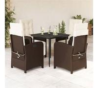 vidaXL Ensemble de jardin 5 pièces avec coussins Marron Poly rotin
