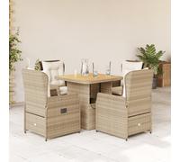 Vidaxl Ensemble À Manger De Jardin Avec Coussins 5pcs Beige Poly Rotin