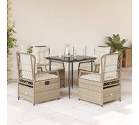 Vidaxl Ensemble À Manger De Jardin Avec Coussins 5pcs Beige Poly Rotin