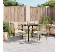 Vidaxl Ensemble À Manger De Jardin Avec Coussins 5pcs Beige Poly Rotin