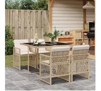vidaXL Ensemble à manger de jardin 3210718 – 5 pièces avec coussins Beige poly rotin