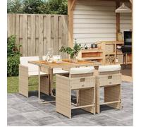 vidaXL Ensemble à manger de jardin 3277851 – 5 pièces en poly rotin avec coussins Beige