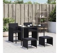 Ensemble à Manger de Jardin et Coussins Meubles 5pcs Noir Résine Tressée vidaXL