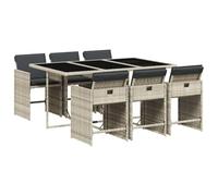 vidaXL Ensemble à Manger de Jardin avec Coussins 7 pcs, Table et Chaise de Terrasse, Meubles de Patio, Mobilier d'Extérieur, 3211091
