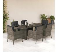 vidaXL Ensemble à Manger de Jardin avec Coussins 7 pcs, Table et Chaise de Terrasse, Meubles de Patio, Mobilier d'Extérieur, 3211884