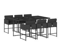 vidaXL Ensemble à Manger de Jardin avec Coussins 7 pcs, Table et Chaises à Dossier Rabattable, Meubles d'Extérieur Patio Terrasse, Noir Résine Tressée