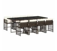 vidaXL Ensemble à Manger de Jardin avec Coussins 7 pcs, Table et Chaises à Dossier Rabattable, Meubles d'Extérieur Patio Terrasse, Moderne, Marron Résine Tressée