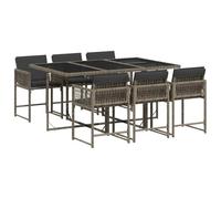 vidaXL Ensemble à manger de jardin et coussins 7 pcs gris rotin 3211448