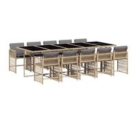 7-delige Tuinset met kussens poly rattan gemengd beige3211632