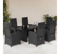 Ensemble à Manger de Jardin avec Coussins 7 pcs, Table et Chaises avec Dossier et Repose-pied Réglables 3212488