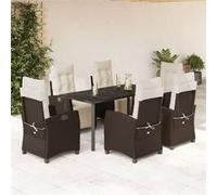 vidaXL Ensemble de jardin 7 pièces avec coussins Marron Poly rotin
