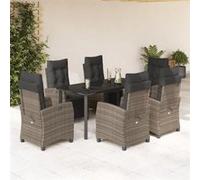 Ensemble à Manger de Jardin avec Coussins 7 pcs, Table et Chaises avec Dossier et Repose-pied Réglables 3212999