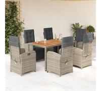 7-delige Tuinset met kussens poly rattan grijs3212483