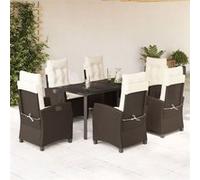 vidaXL Ensemble de jardin 7 pièces avec coussins Marron Poly rotin