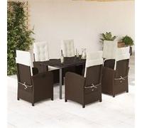 vidaXL Ensemble de jardin 7 pièces avec coussins Marron Poly rotin