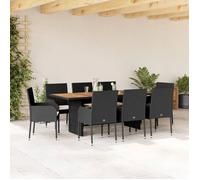 vidaXL Ensemble à Manger de Jardin avec Coussins 9 pcs, Table et Chaise de Terrasse, Meubles de Patio, Mobilier d'Extérieur,