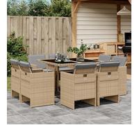 vidaXL Ensemble à manger de jardin 9 pcs (table et chaises) avec coussins - Mélange beige