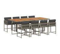 vidaXL Ensemble à Manger de Jardin avec Coussins 9 pcs, Table et Chaises à Dossier Rabattable, Meubles d'Extérieur Patio Terrasse, Moderne, Gris Résine Tressée