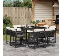vidaXL Ensemble à Manger de Jardin avec Coussins 9 pcs, Table et Chaises à Dossier Rabattable, Meubles d'Extérieur Patio 3211554 Multicolore G