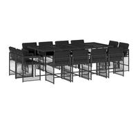 vidaXL Ensemble à manger jardin 9 pcs 3211735 – Résine tressée noire, coussins, chaises rabattables