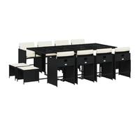vidaXL Ensemble à Manger de Jardin Coussins 13 pcs, Chaises à Manger avec Accoudoirs, Ensemble de Meubles avec Table, Moderne, Noir Résine Tressée