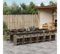 Vidaxl Ensemble À Manger De Jardin Coussins 13 Pcs Gris Résine Tressée
