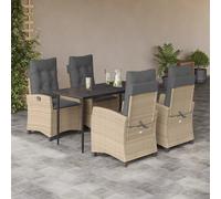 Vidaxl Ensemble À Manger De Jardin Coussins 5 Pcs Mélange Beige Rotin
