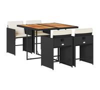 Vidaxl Ensemble À Manger De Jardin Coussins 5pcs Noir Résine Tressée